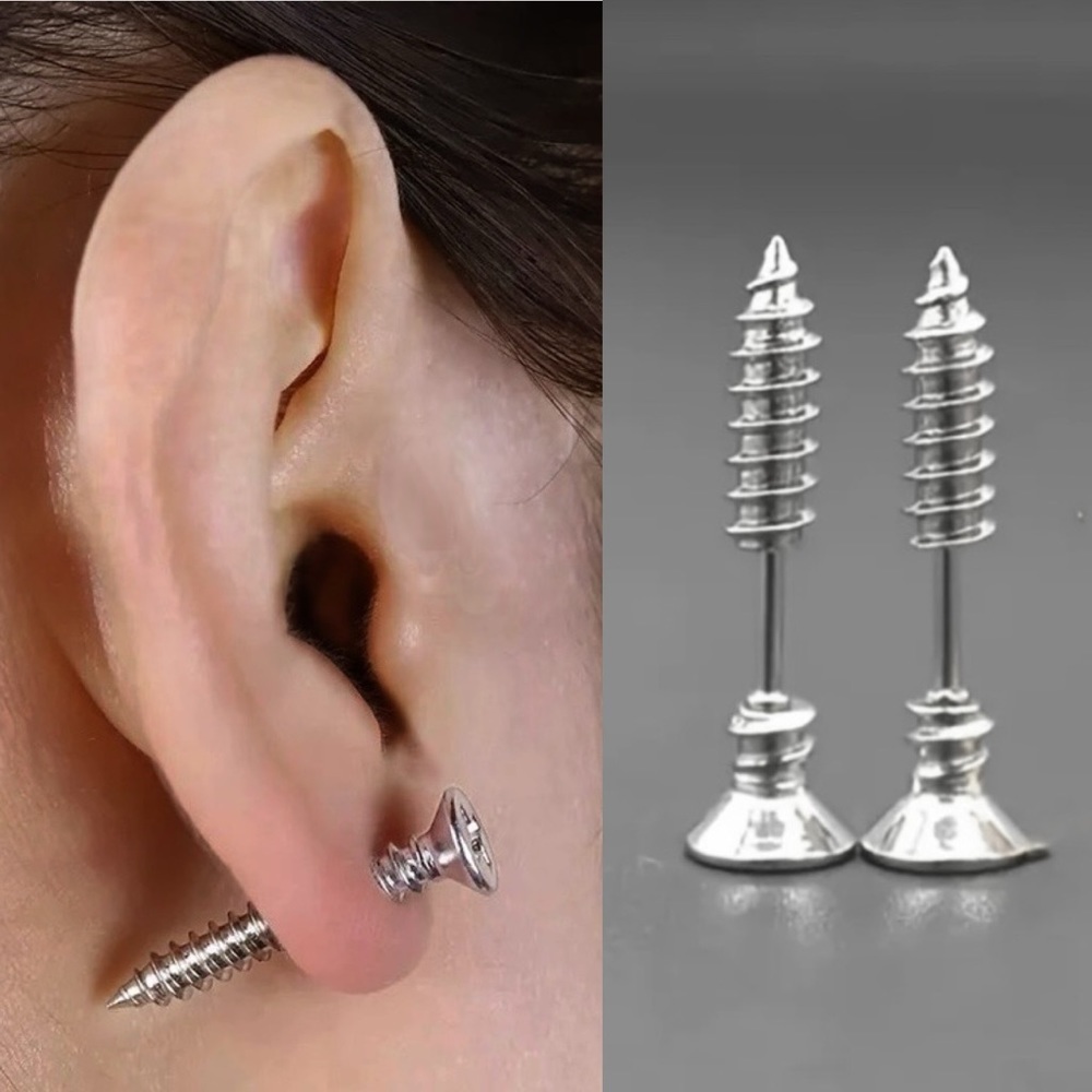 BOGO! Faux gauge Screw earrings in Silver UNISEX New Boutique